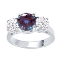 Three Stone Ring with Alexandrite and Moissanite O780