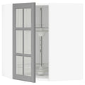 Corner Wall Cabinet with Carousel and Glass Door, White/Bodbyn Gray, 26x15x30 C869326