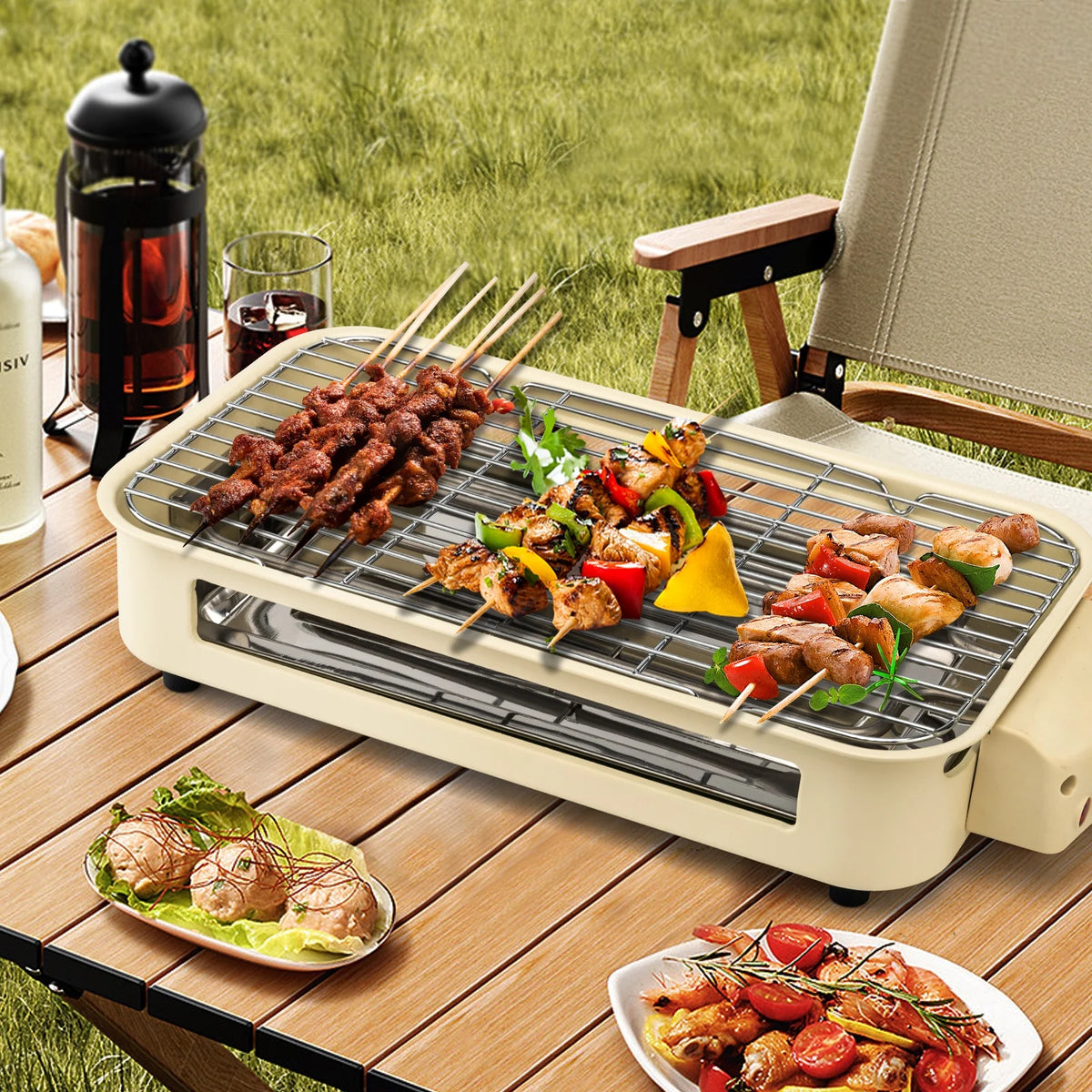 Non-Stick Portable Electric Indoor Grill with Removable Plate G204