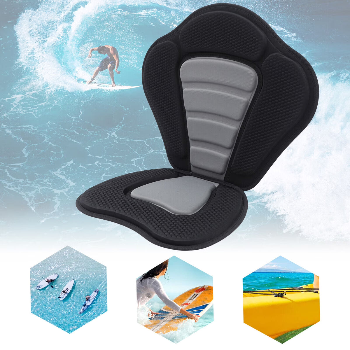 Adjustable Padded Kayak Seat with Back Support Storage Bag M376