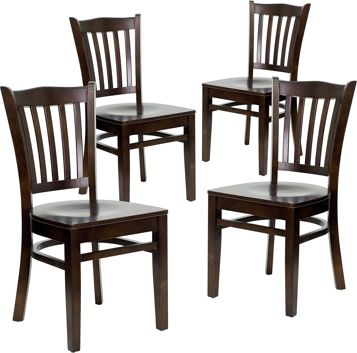 4 Pack Walnut Wood Restaurant Chair H38827