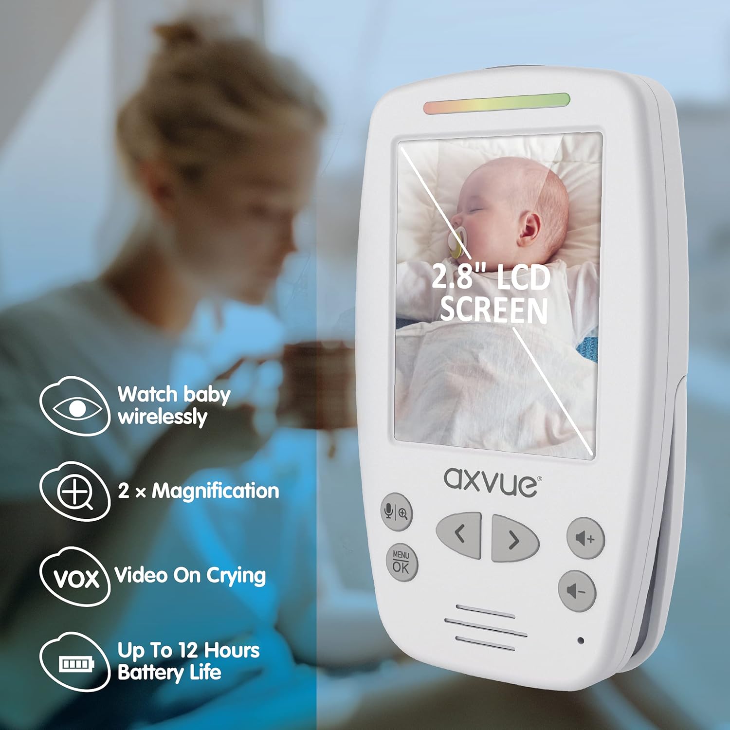 Video Baby Monitor with 2 Cameras, Large Vertical Screen, 1000ft Range, Auto Night Vision, Temperature Alert D377