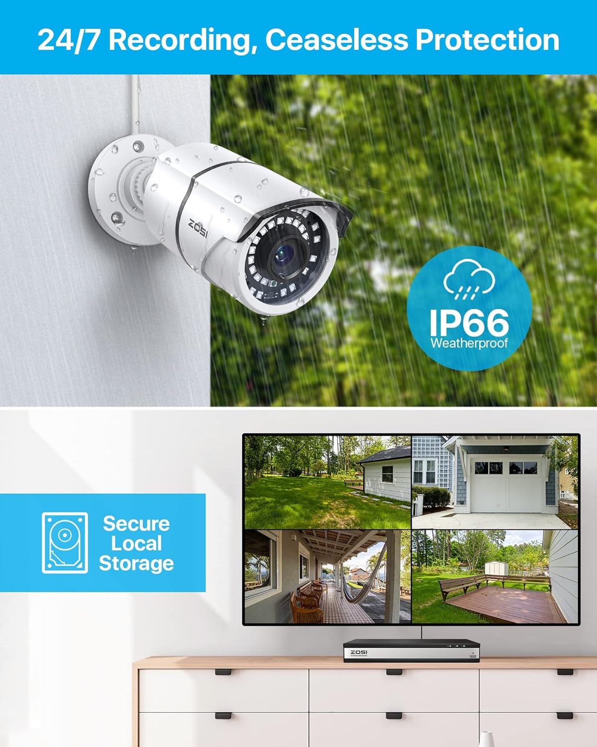 4K 16 Channel Security Camera System with 3TB Hard Drive and 10 x 5MP Cameras J6106