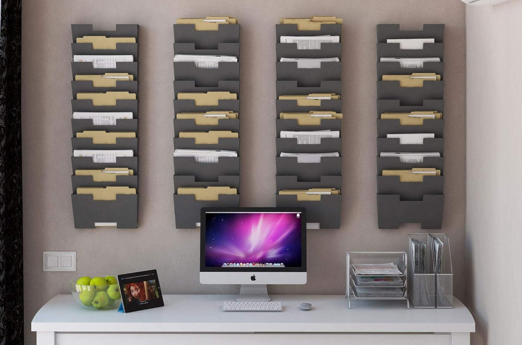 Gray Wall Mount Steel Vertical File Organizer 10 Sectional Pack of 2 A860272