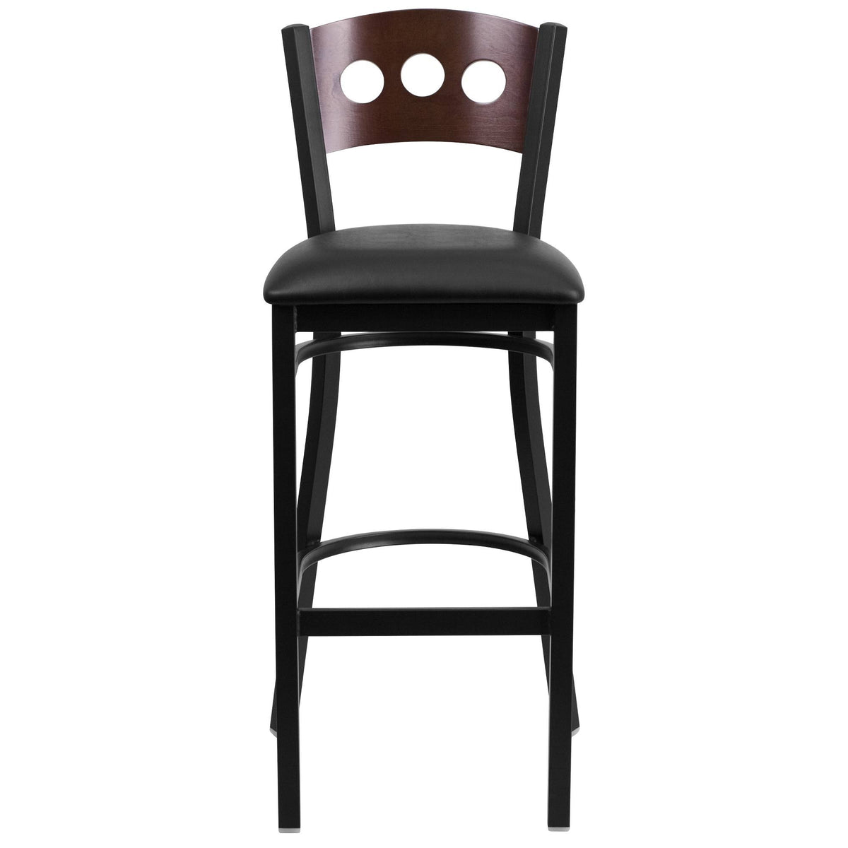 Walnut and Black Upholstered Bar Stool S727