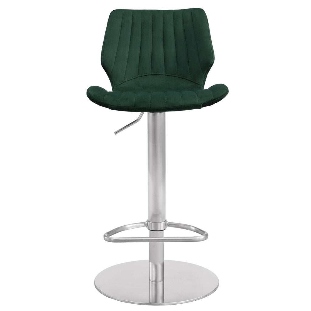 Pink Velvet and Brushed Stainless Steel Bar and Counter Stool H535444