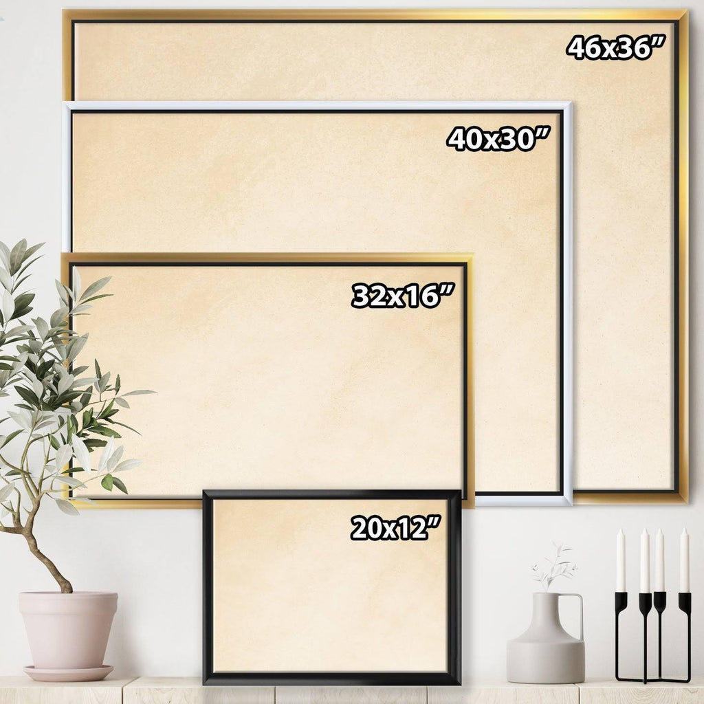 Pink Grey Modern Framed Canvas - 32 in. Wide x 16 in. High - Gold E34624