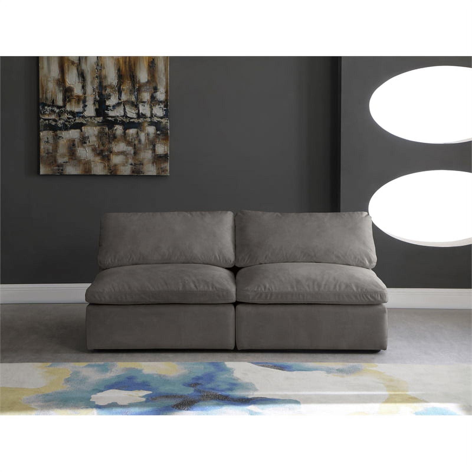 Gray Velvet Modular 2 Piece Armless Loveseat T802051