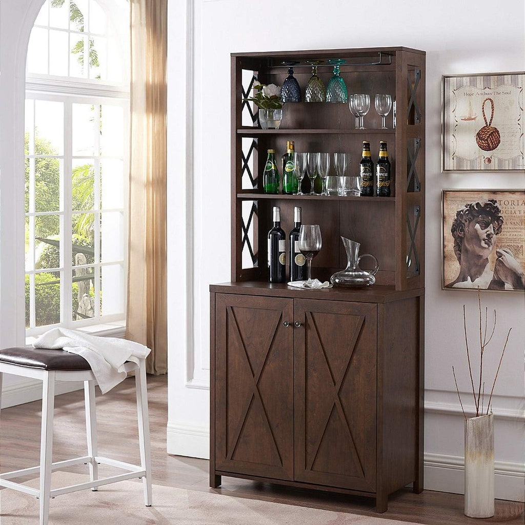 Stone Grey Bar Cabinet with Microwave Stand M356