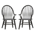 2 Piece Black Wood Dining Arm Chair Set E908321