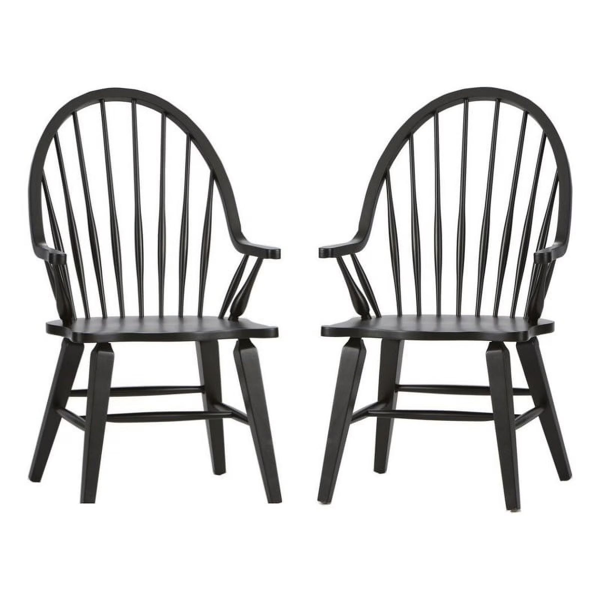 2 Piece Black Wood Dining Arm Chair Set E908321