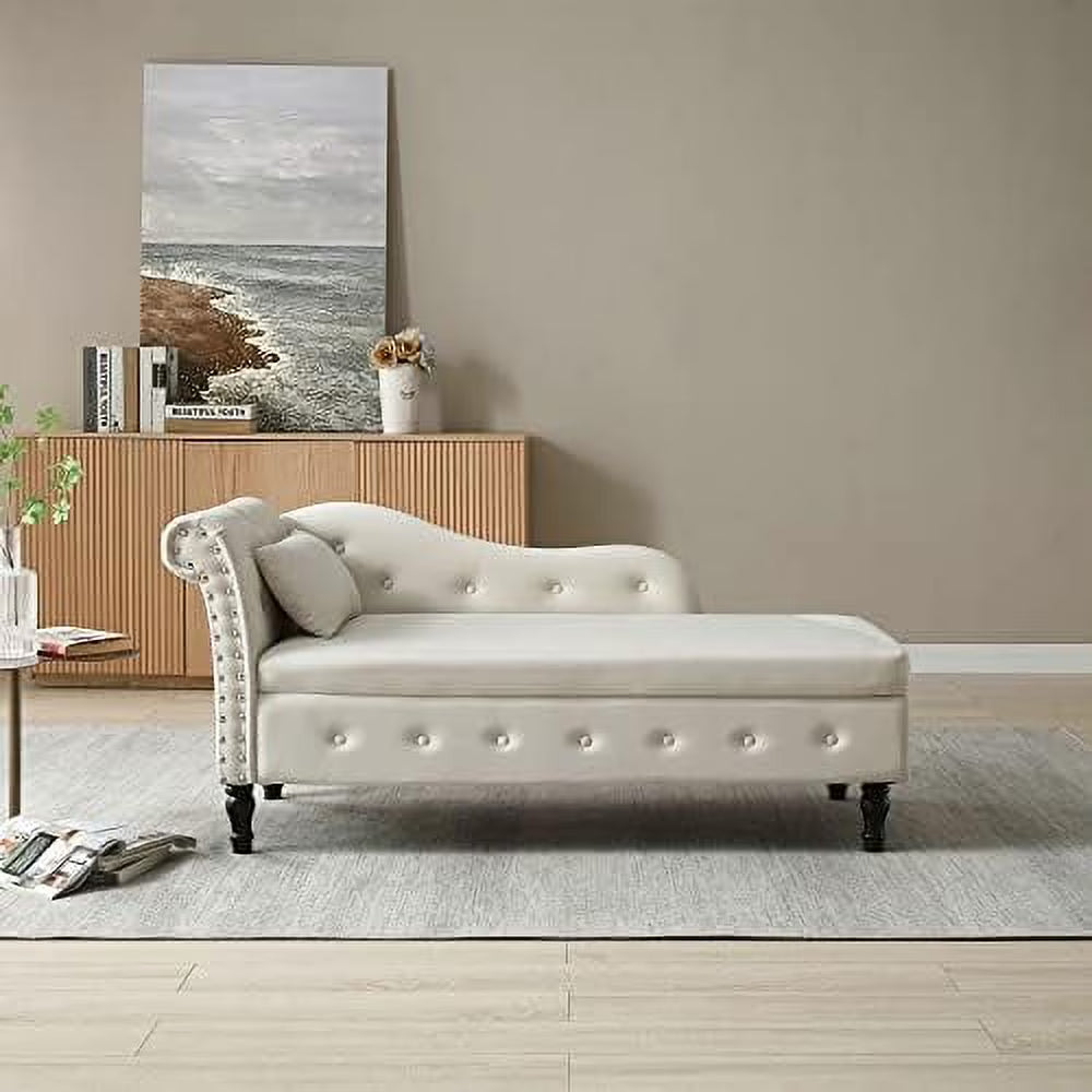 Orange Upholstered Chaise Lounge Chair with Pillow S5340