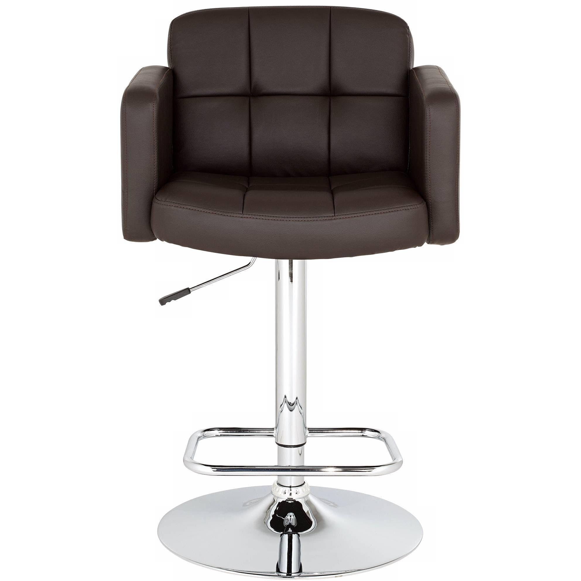 Espresso Faux Leather Adjustable Swivel Bar Stool L387