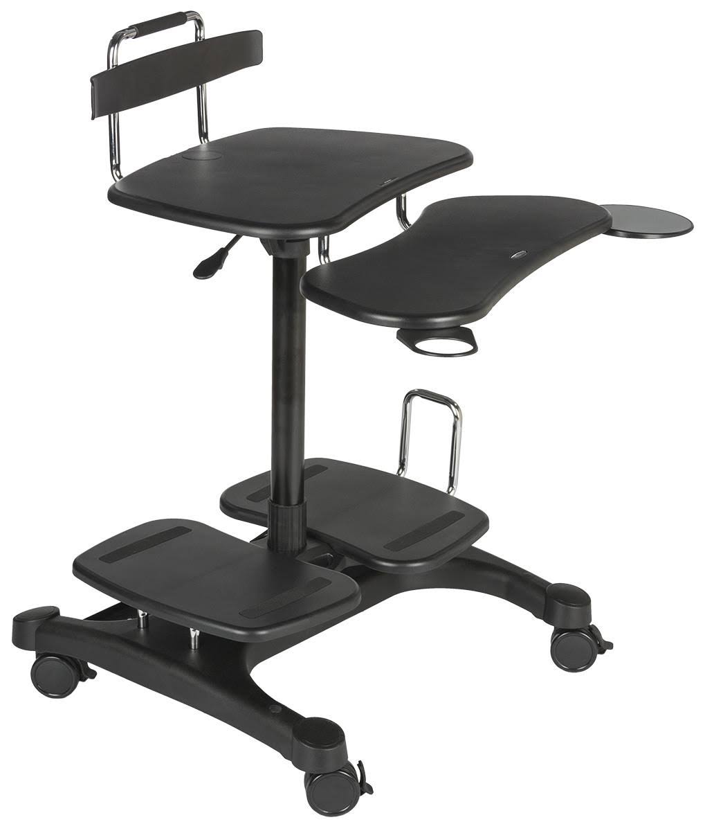 Sit-Stand Mobile Computer Desk Cart with CPU Shelf and Printer M462