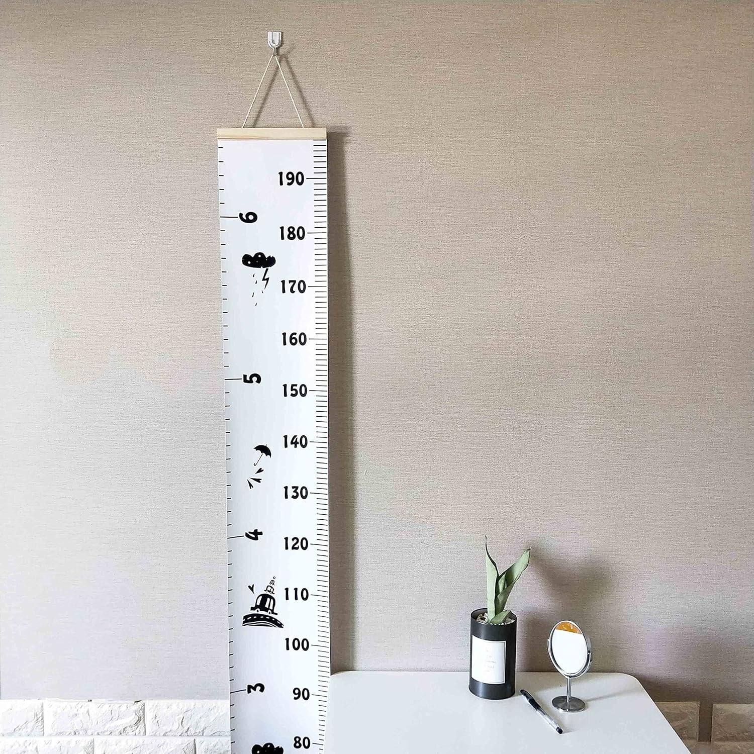 Kids Growth Chart Wood Frame Fabric Canvas Height Measurement Ruler 7.9 x 79in Pack of 2 A305145