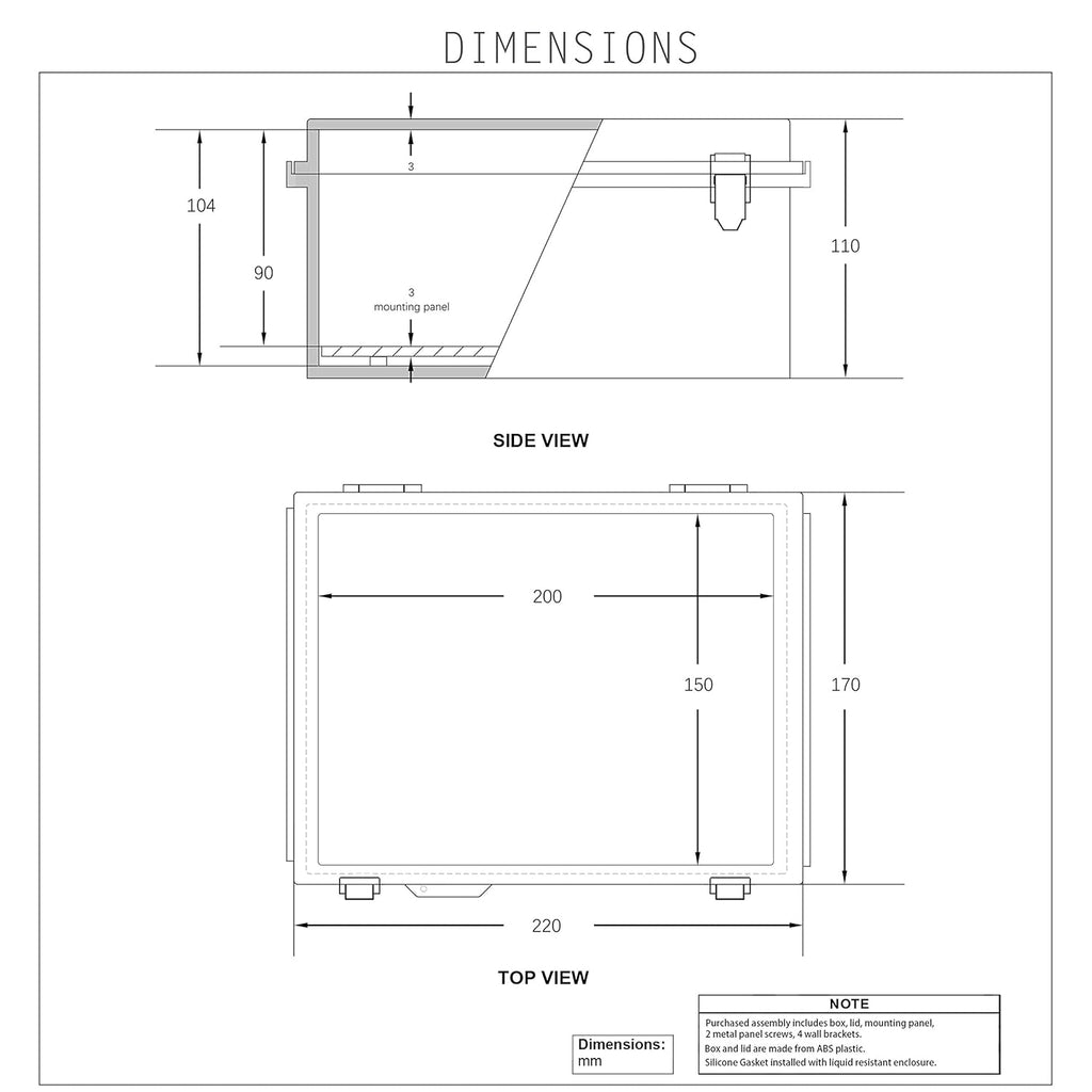 Junction Box, Hinged Cover, IP67 Waterproof Plastic Enclosure, Pack of 2 O6772