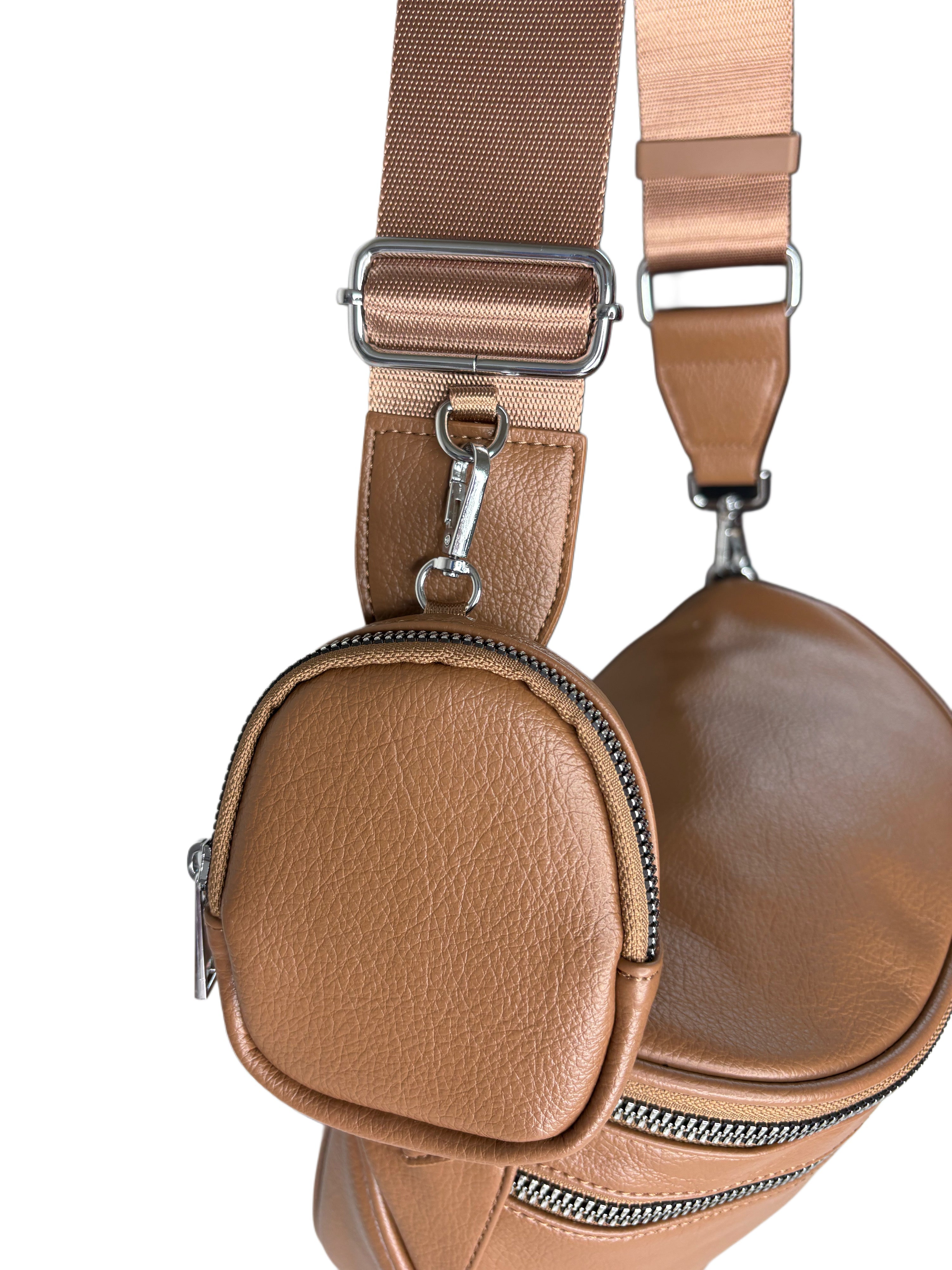 Iris June Best Version Faux Leather Bag (#8063) Detachable Strap Hip Bag with Coin Purse - By Iris & Rainbow