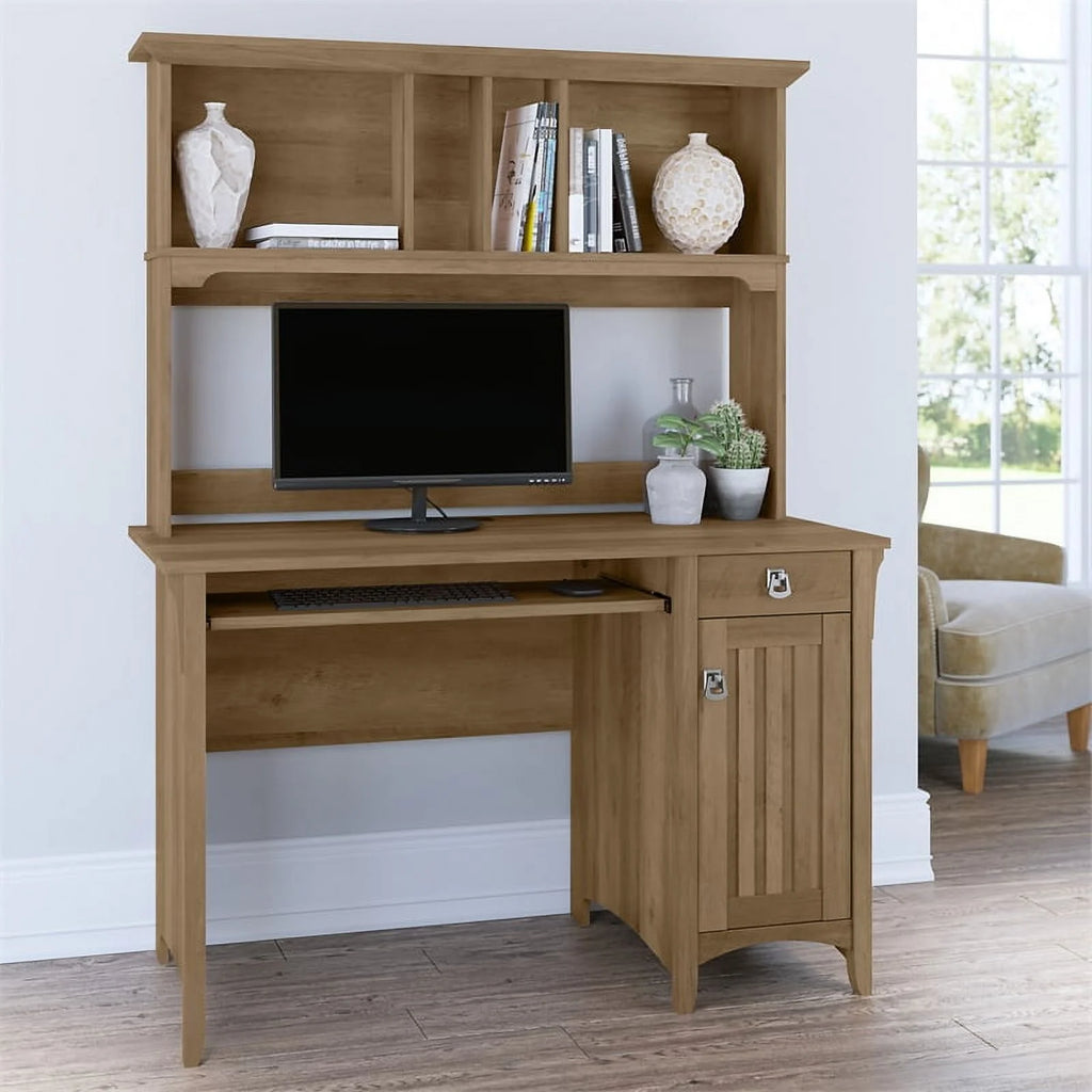 Small Computer Desk with Hutch in Reclaimed Pine M508496