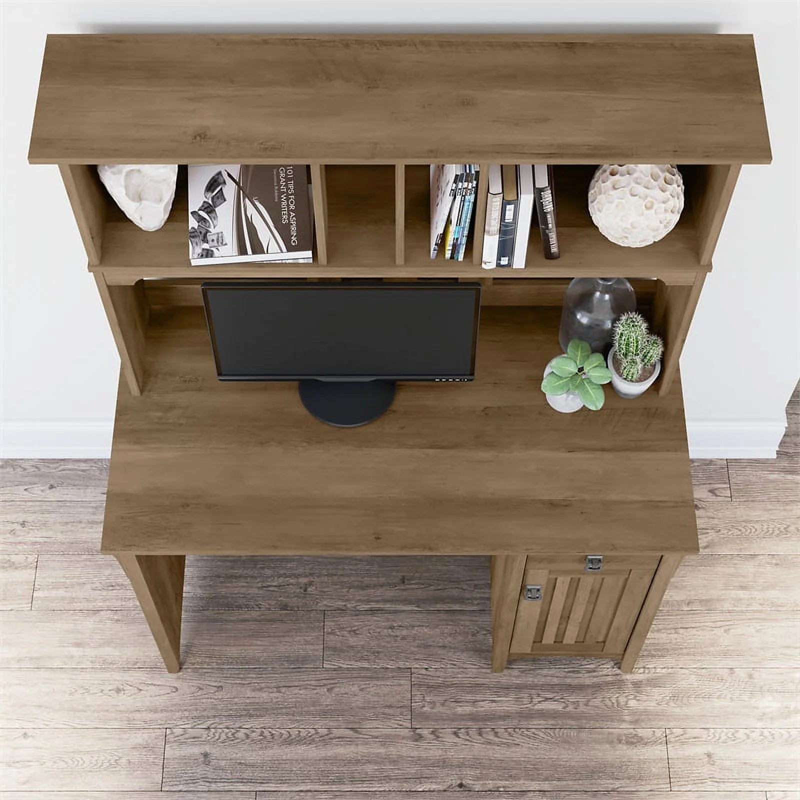 Small Computer Desk with Hutch in Reclaimed Pine M508496
