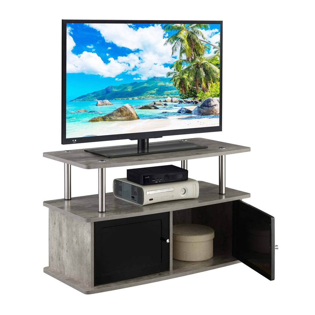 Gray TV Stand with 2 Storage Cabinets and Shelf V850