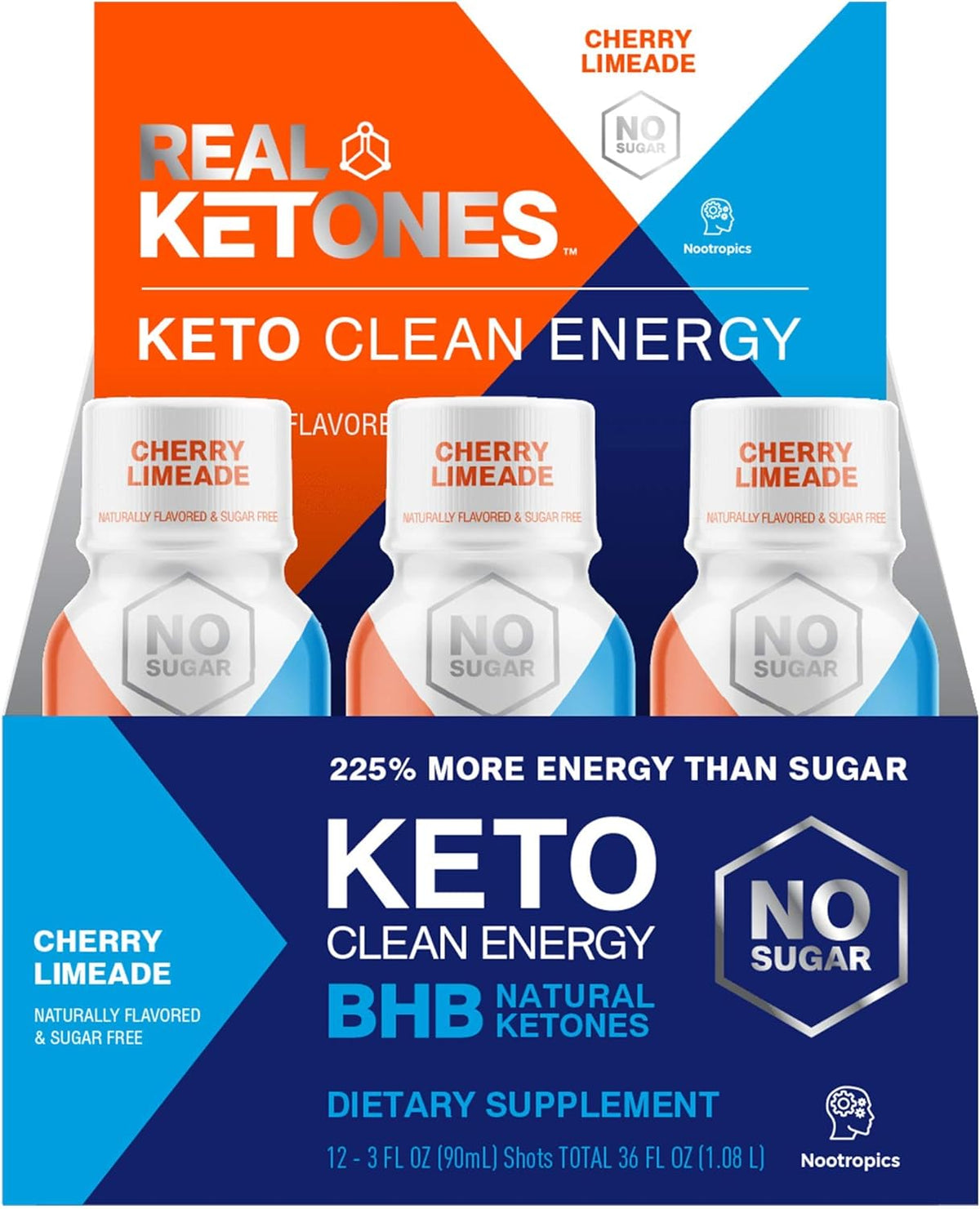 Keto Energy Shot Exogenous Ketones Preworkout Drink 12-Pack Cherry Limeade L610504