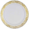100-Piece Plastic Salad Plate Set (White w/ Gold Lace) O86523