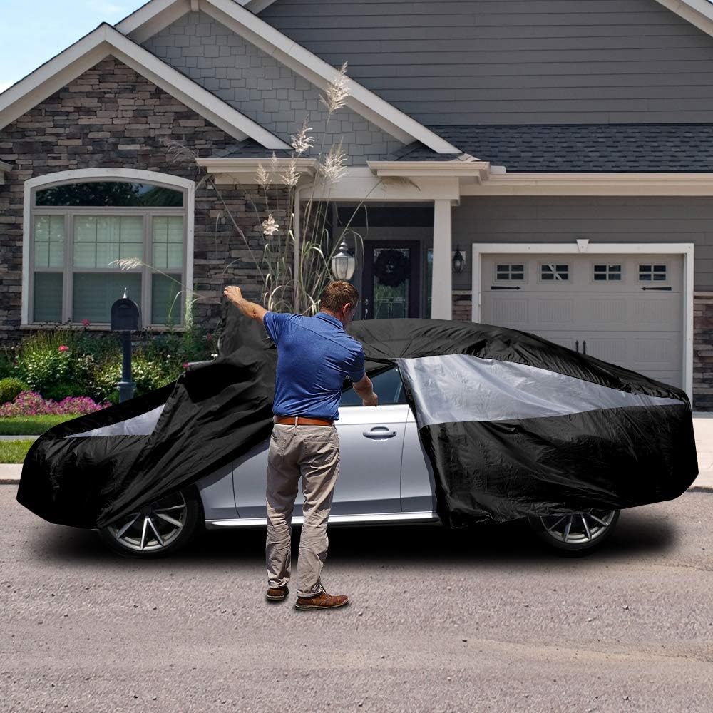 Jet Black Poly 210T Car Cover for Compact Sedans 176-185", Pack of 2 G25641