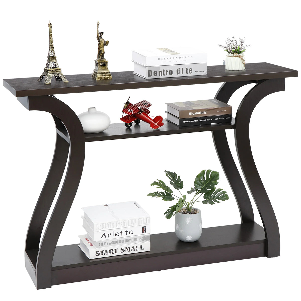 Brown 3-Shelf Narrow Console Table E910215