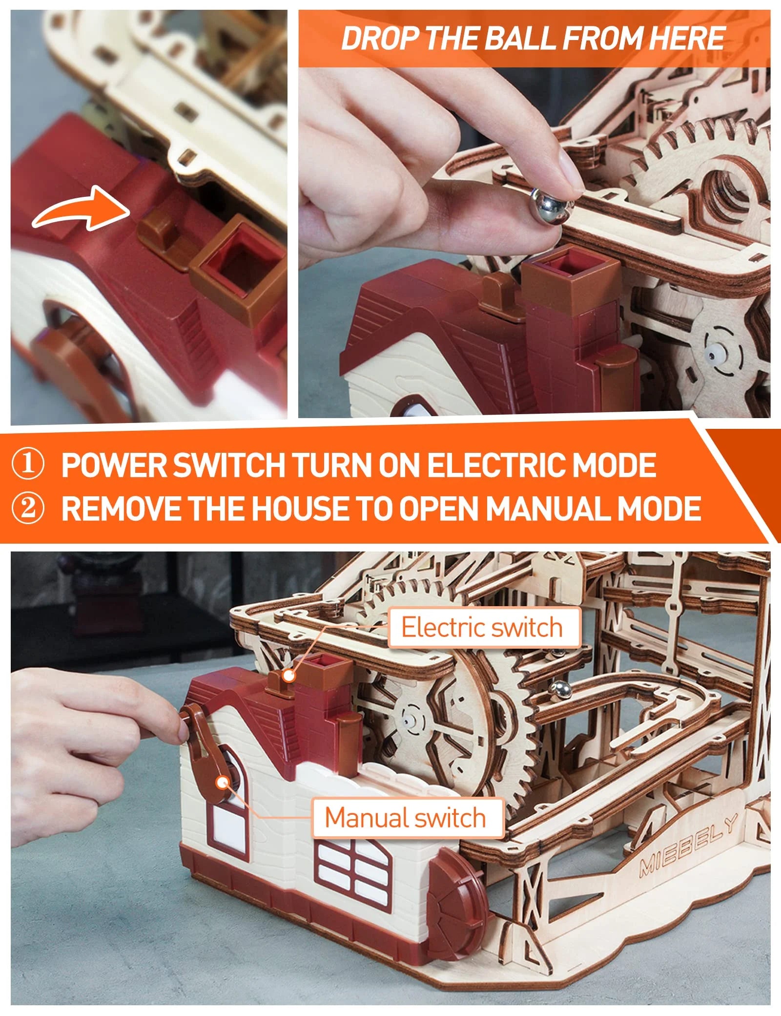 3D Wooden Puzzles Marble Run Model Building Kits with Motor F80552