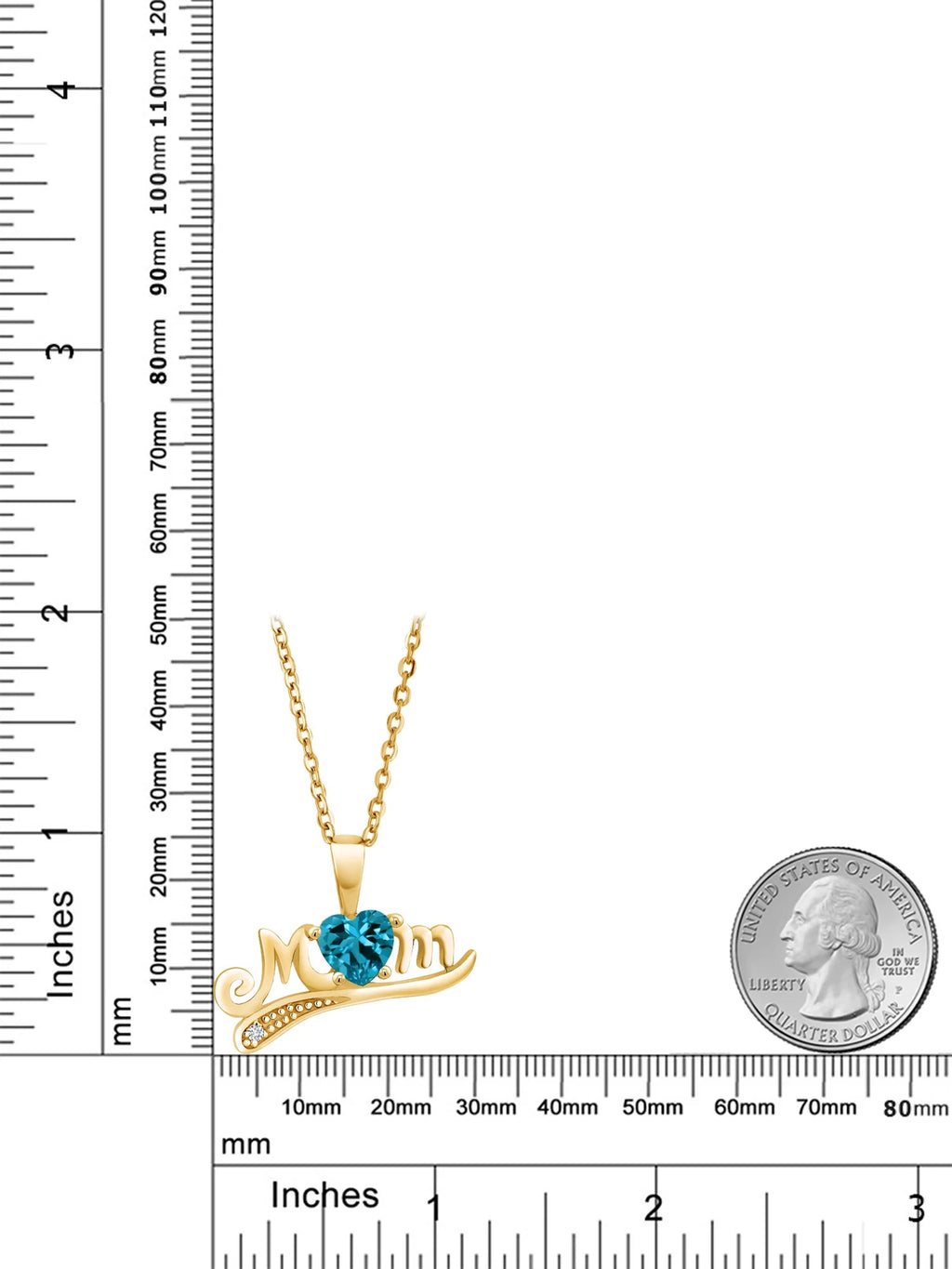 London Blue Topaz White Diamond 18K Yellow Gold Plated Silver Pendant with Chain V22747