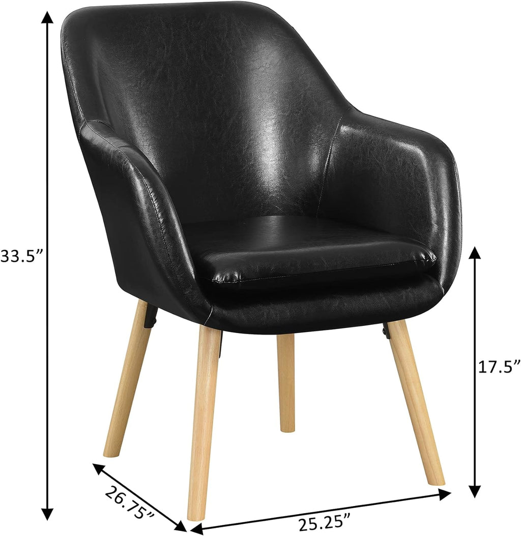 Black Faux Leather Accent Chair L7902