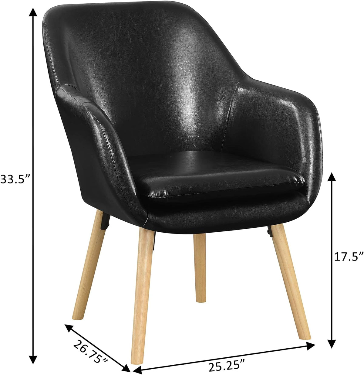 Black Faux Leather Accent Chair L7902