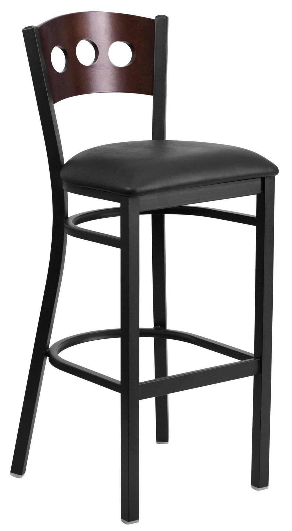 Walnut and Black Upholstered Bar Stool S727