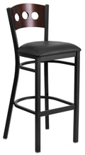 Walnut and Black Upholstered Bar Stool S727