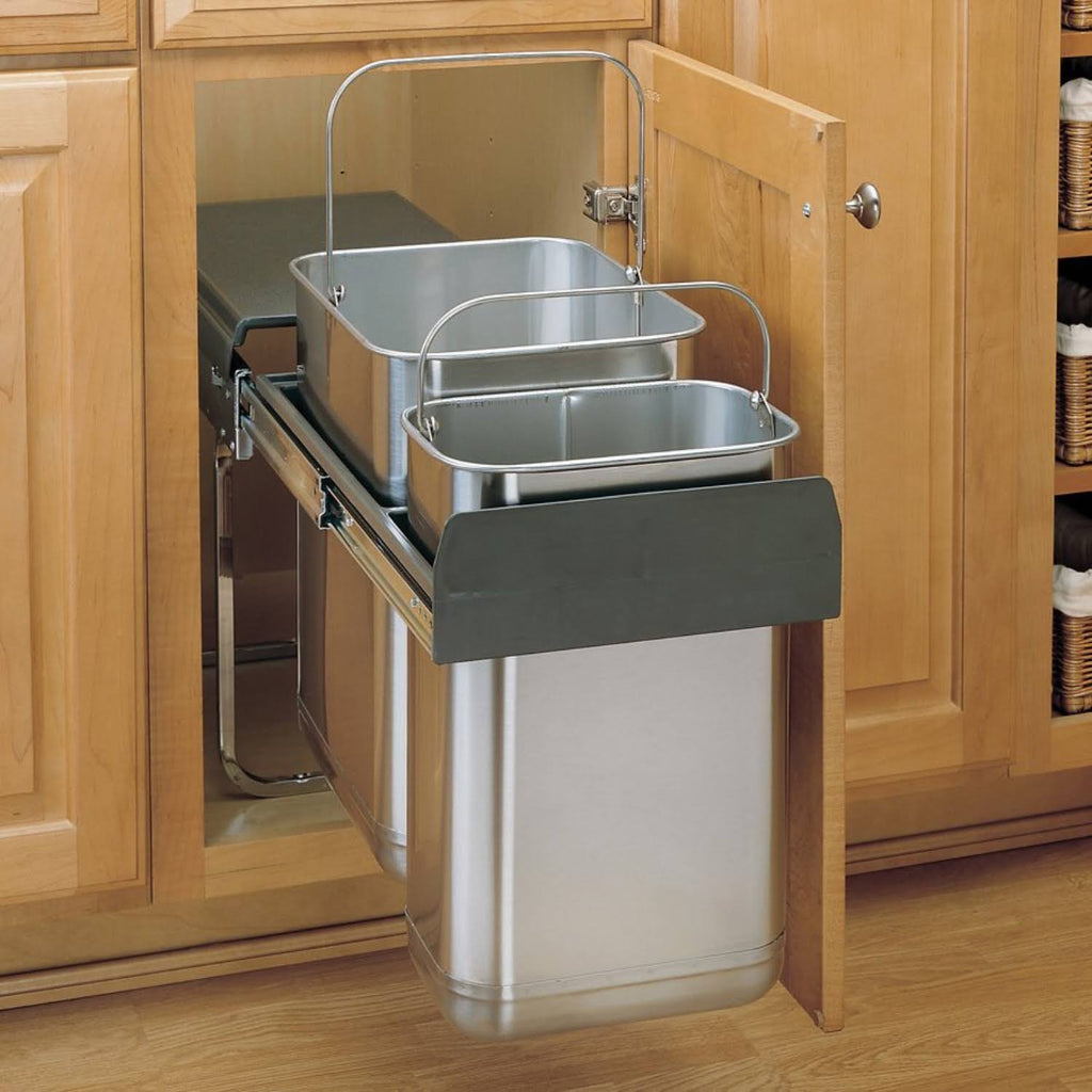 Double Steel Top Mount Waste Trash Can R82276