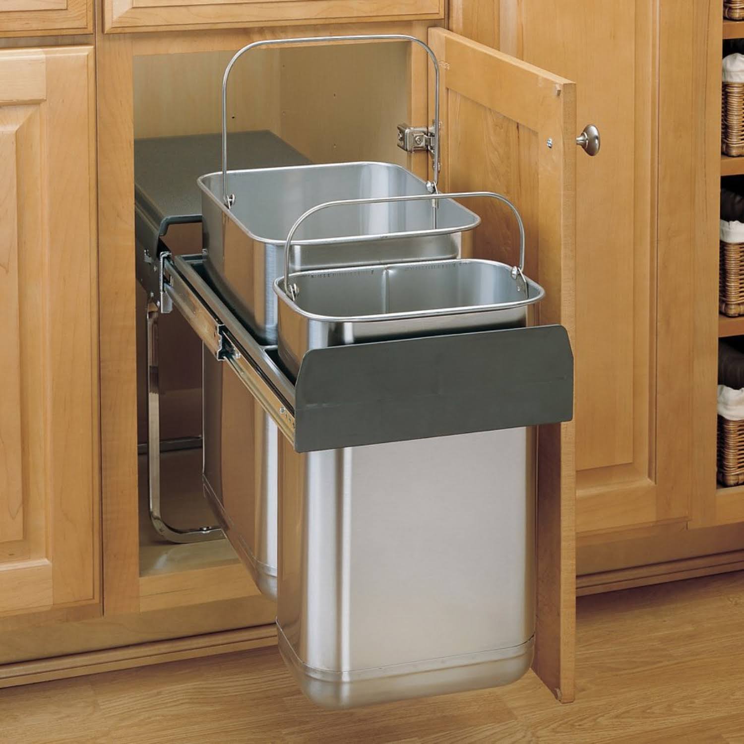 Double Steel Top Mount Waste Trash Can R82276