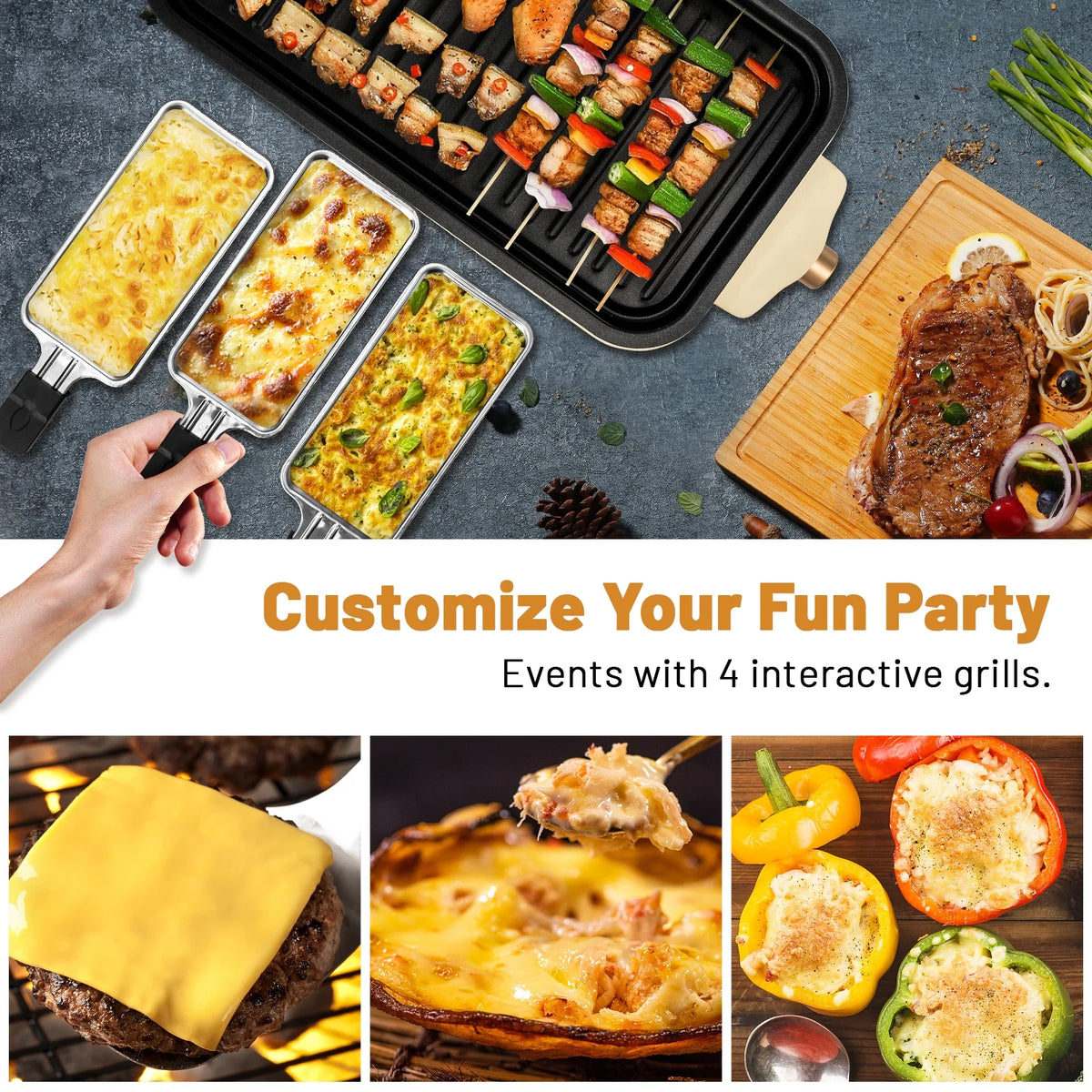 Non-Stick Portable Electric Indoor Grill with Removable Plate G204