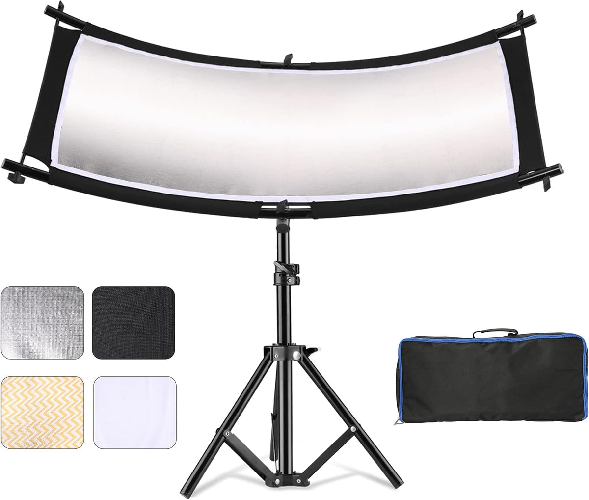 40"X20" Curved Photography Lighting Reflector, Black/White/Gold/Silver, Pack of 2 Q293