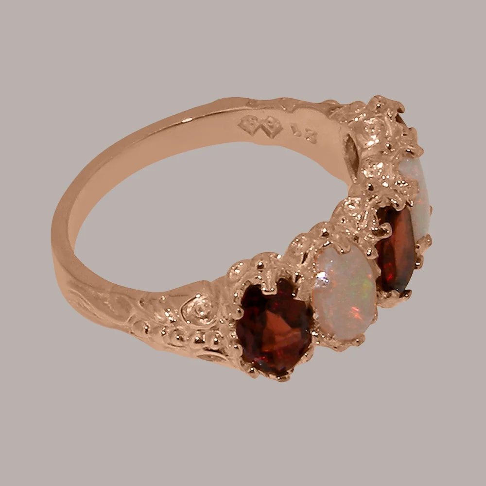 14k Rose Gold Natural Garnet & Opal Eternity Ring B7523