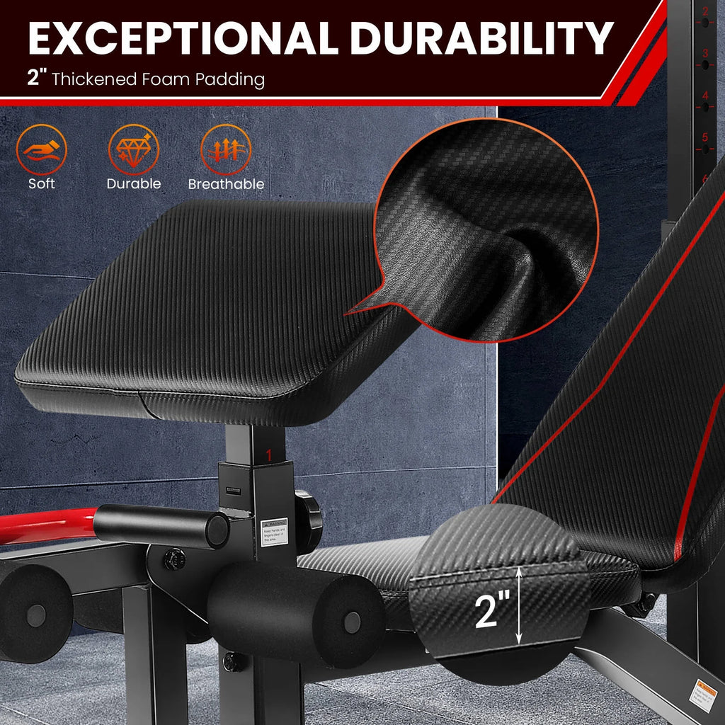 900LBS Adjustable Weight Bench with Barbell Rack C81083