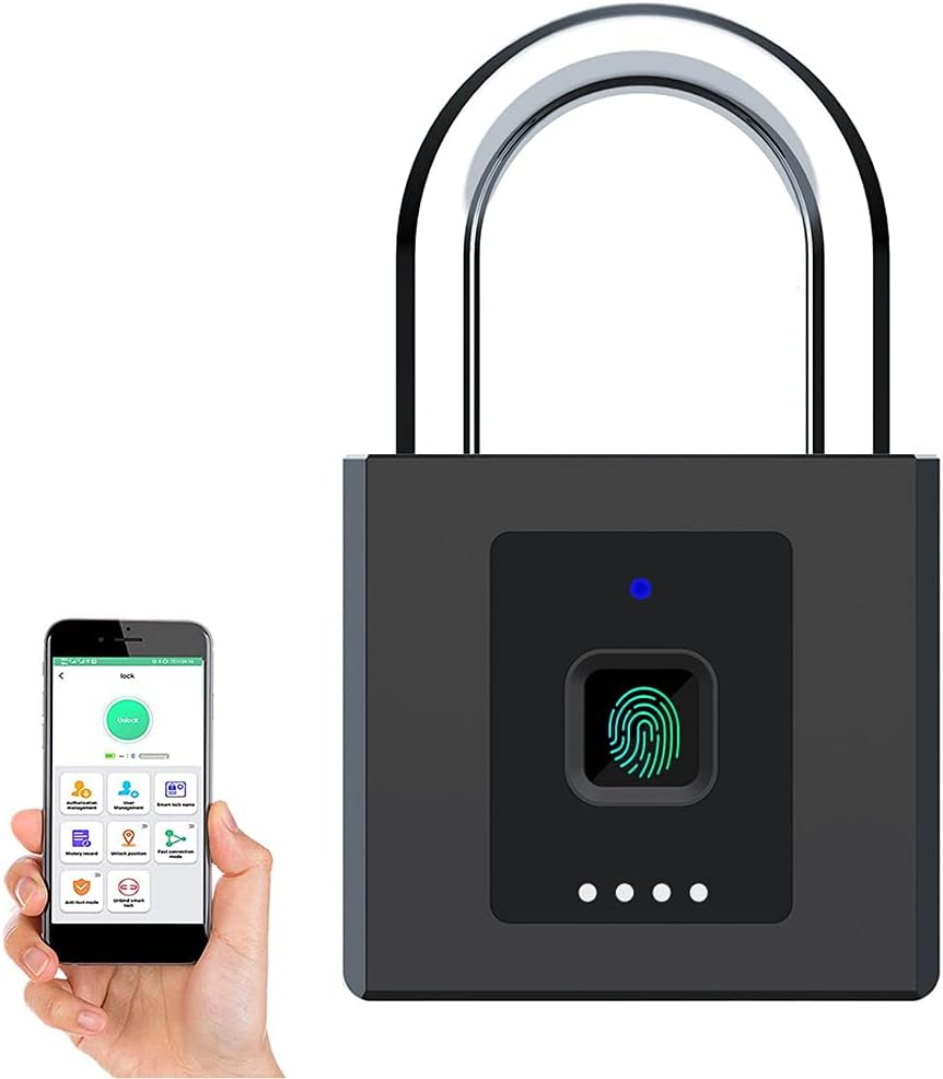 Fingerprint Padlock, Keyless, Waterproof, Pack of 2 Z471