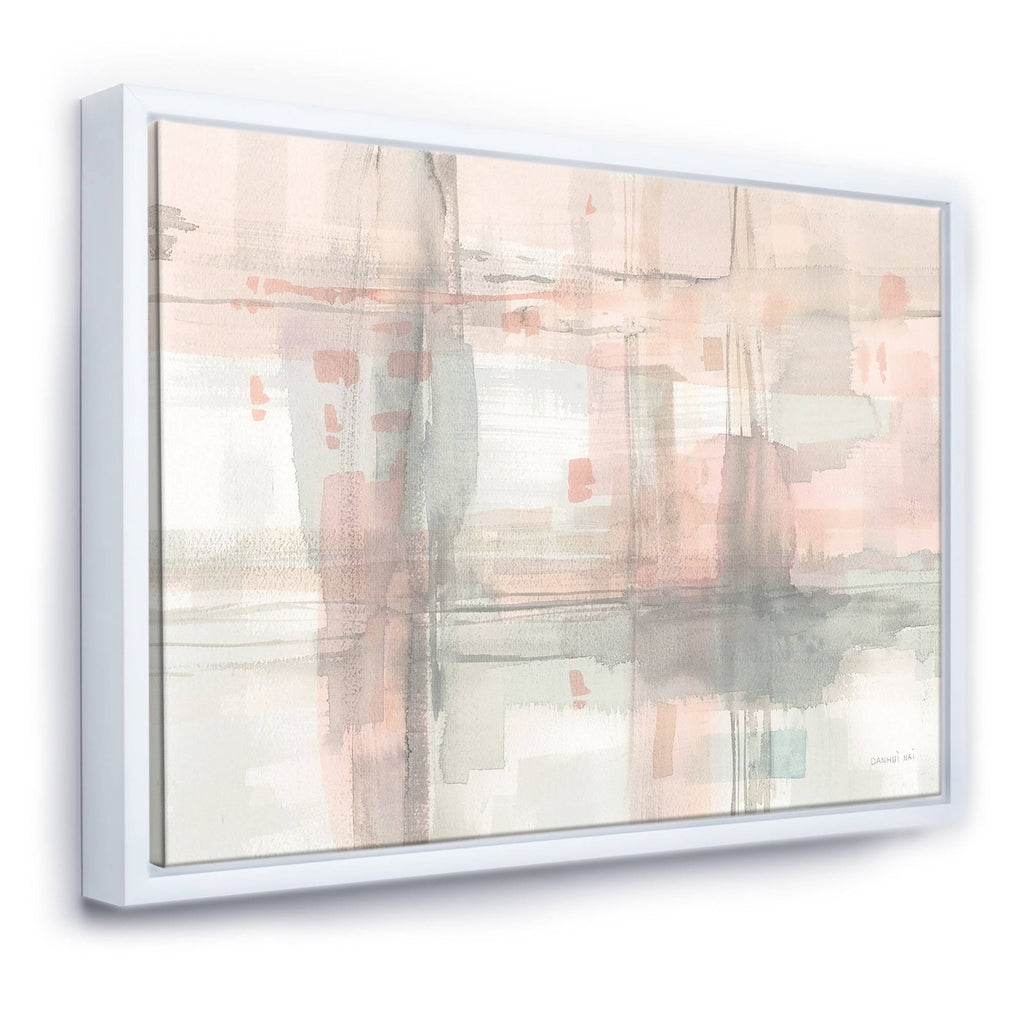 Pink Grey Modern Framed Canvas - 32 in. Wide x 16 in. High - Gold E34624