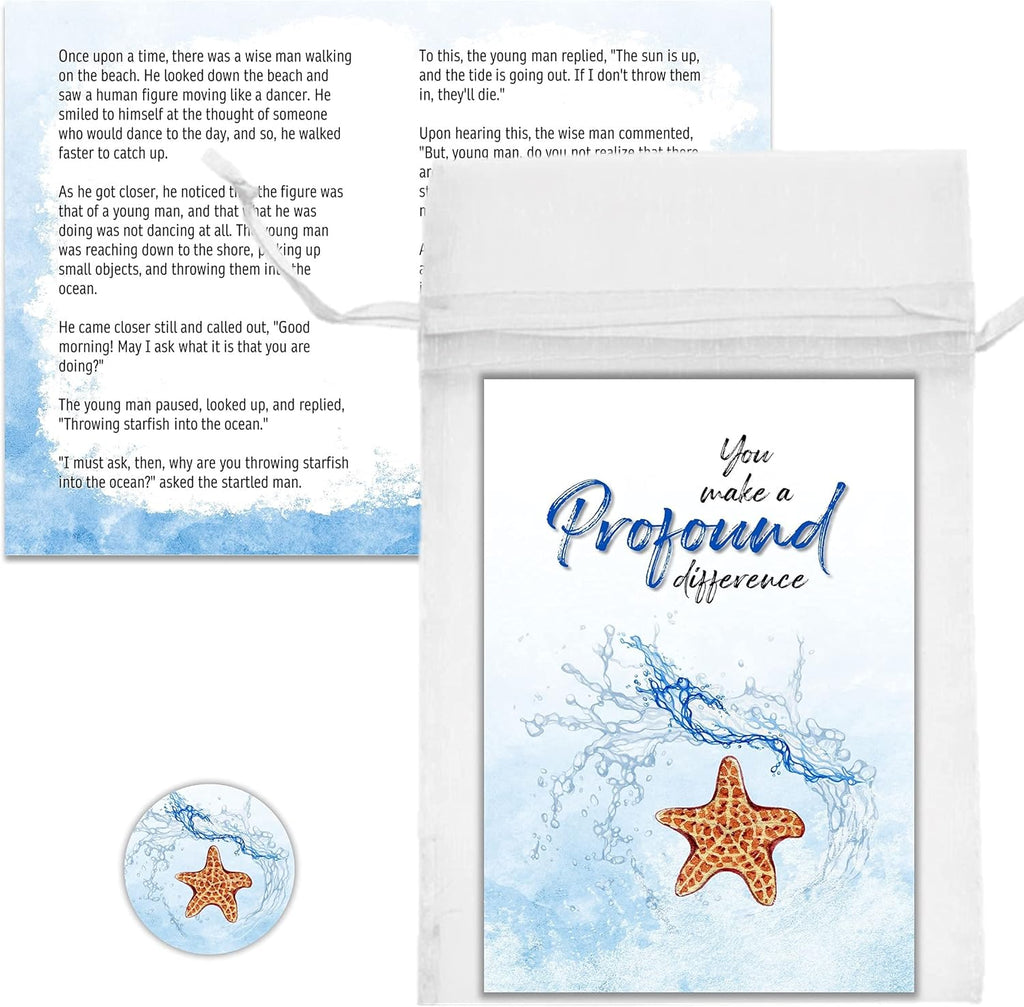 Starfish Story Cards with Matching Starfish Gifts, Pull-String Bags and Blue Splash Starfish - 90 Pieces W306895