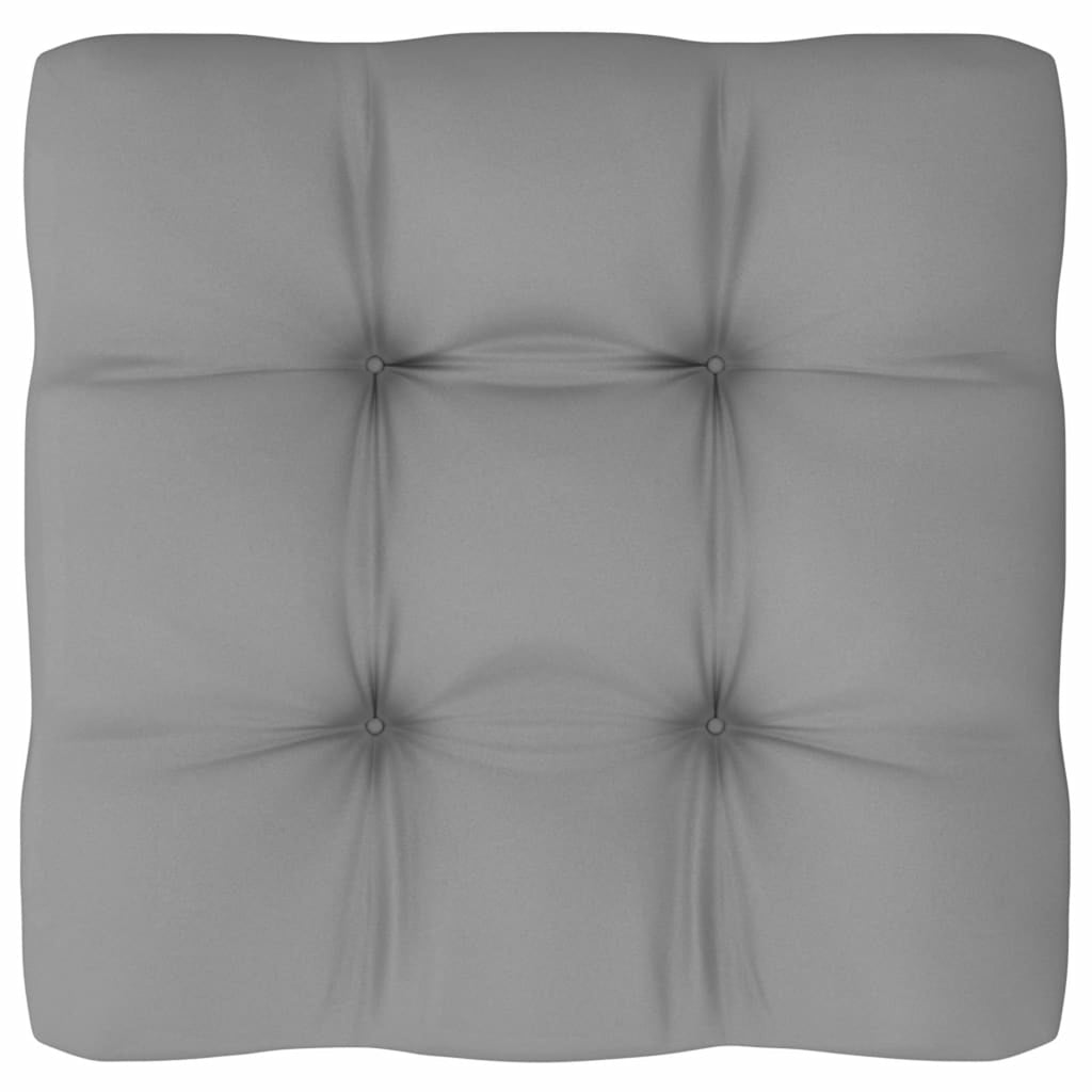 7 Piece Wood Garden Conversation Set Gray Cushioned Pinewood Sectional Sofa Set I24216