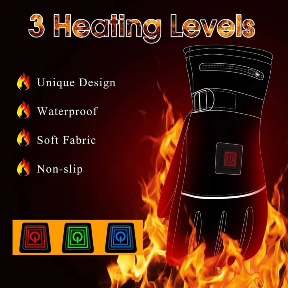 Electric Battery Heated Gloves, Waterproof Touchscreen, 3 Heating Mode Winter Warm Gloves V345