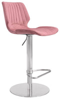 Pink Velvet and Brushed Stainless Steel Bar and Counter Stool H535444