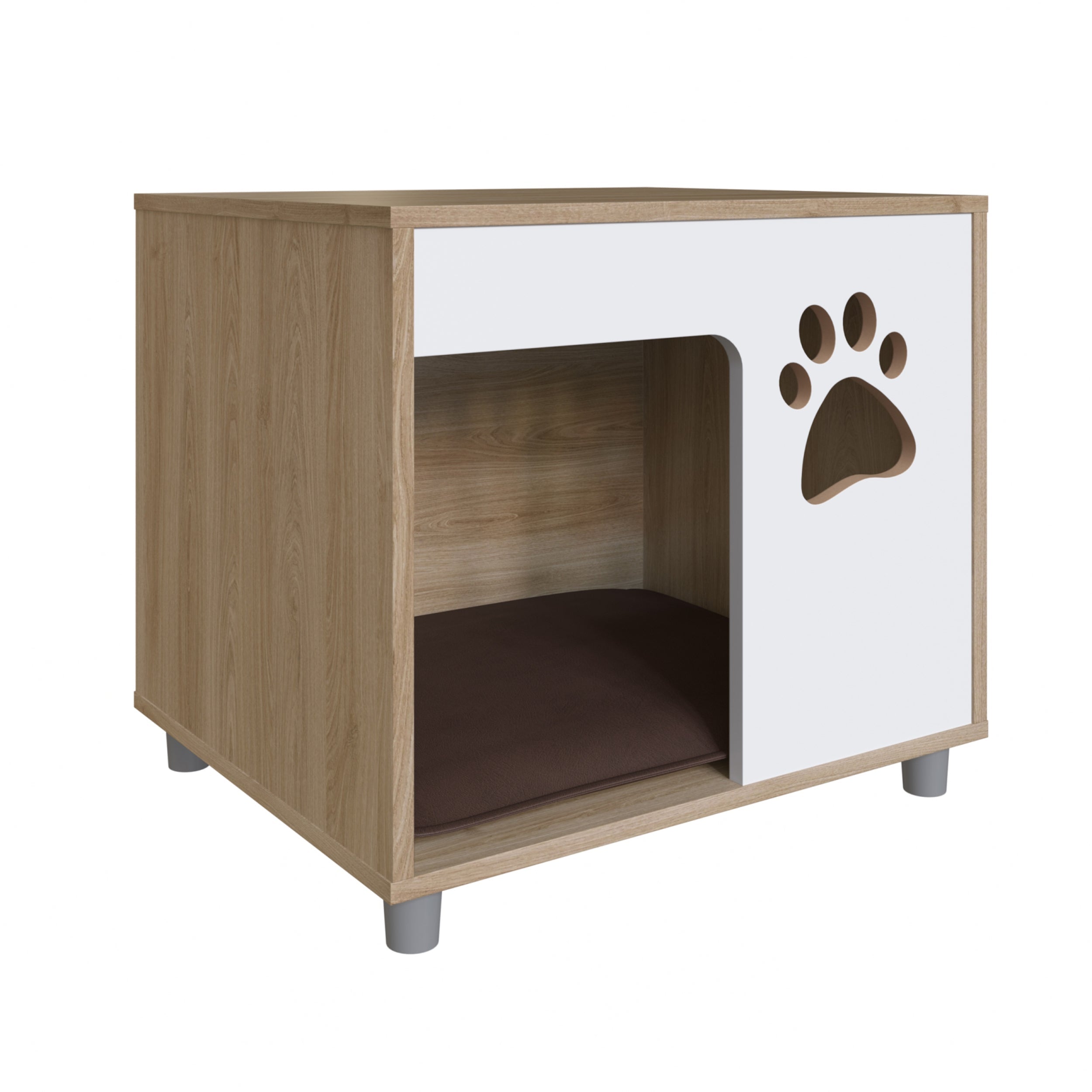 Brown Faux Leather Pet Bed End Table T4687