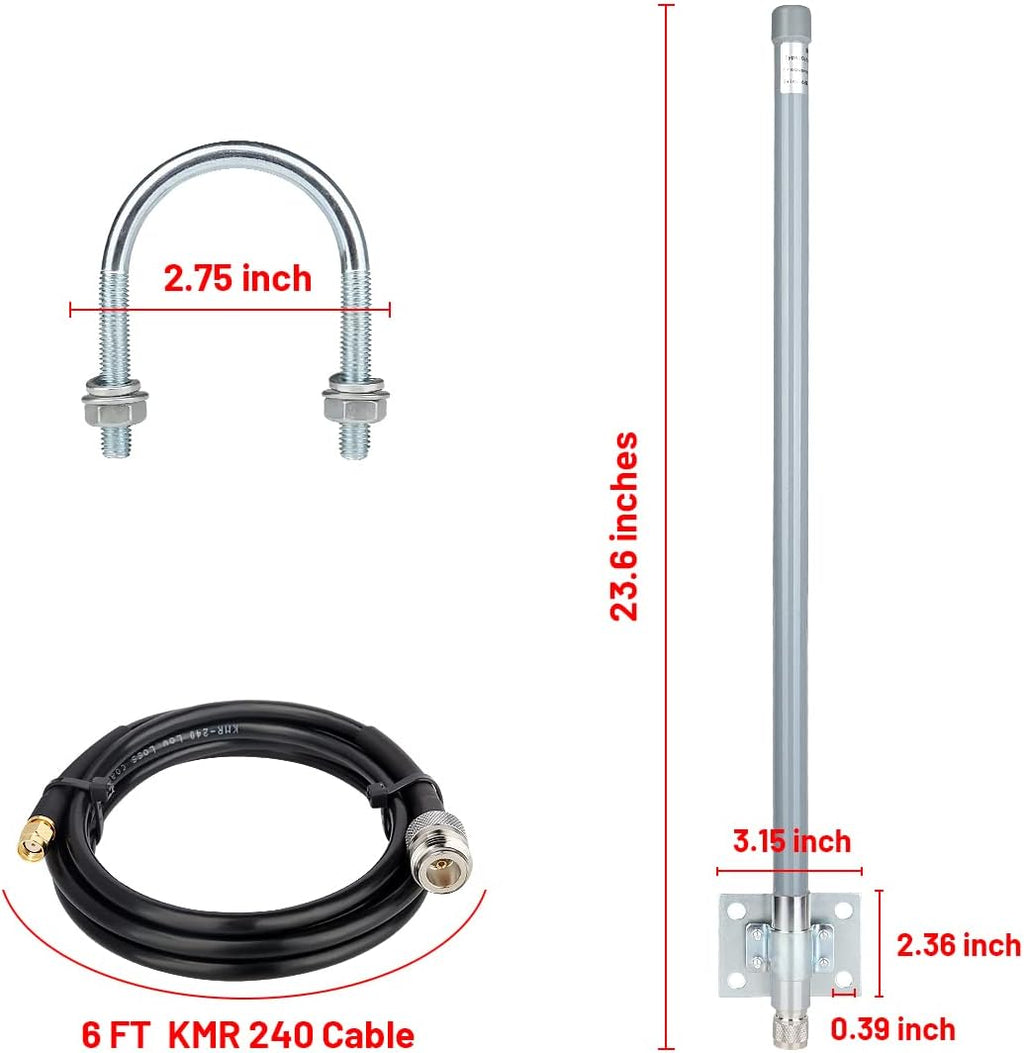 5 dBi LoRa Antenna 915Mhz Outdoor Omni-Directional Antenna with KMR240 Cable and Adapter N211
