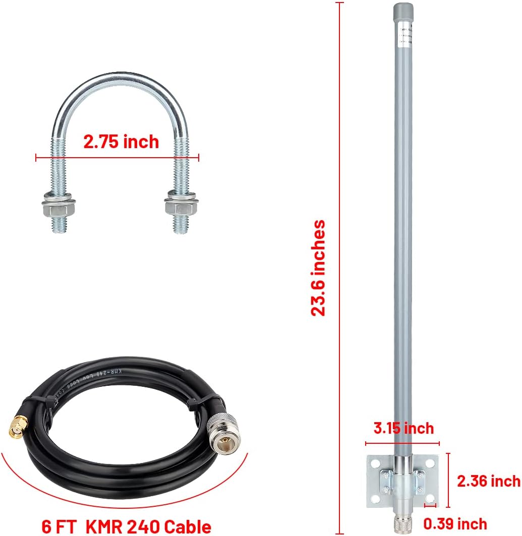 5 dBi LoRa Antenna 915Mhz Outdoor Omni-Directional Antenna with KMR240 Cable and Adapter N211