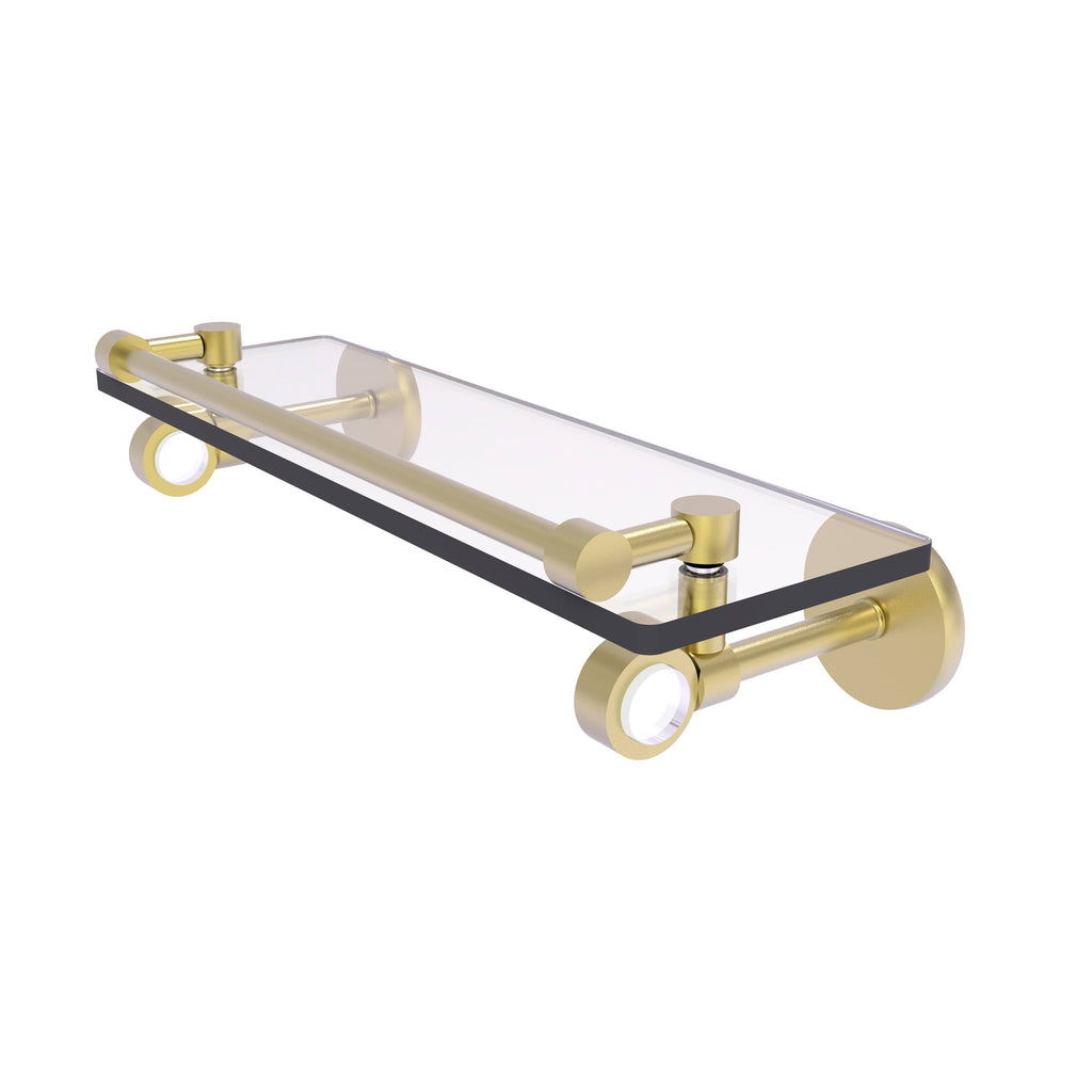 16 in. Glass Shelf with Gallery Rail Satin Brass X5276
